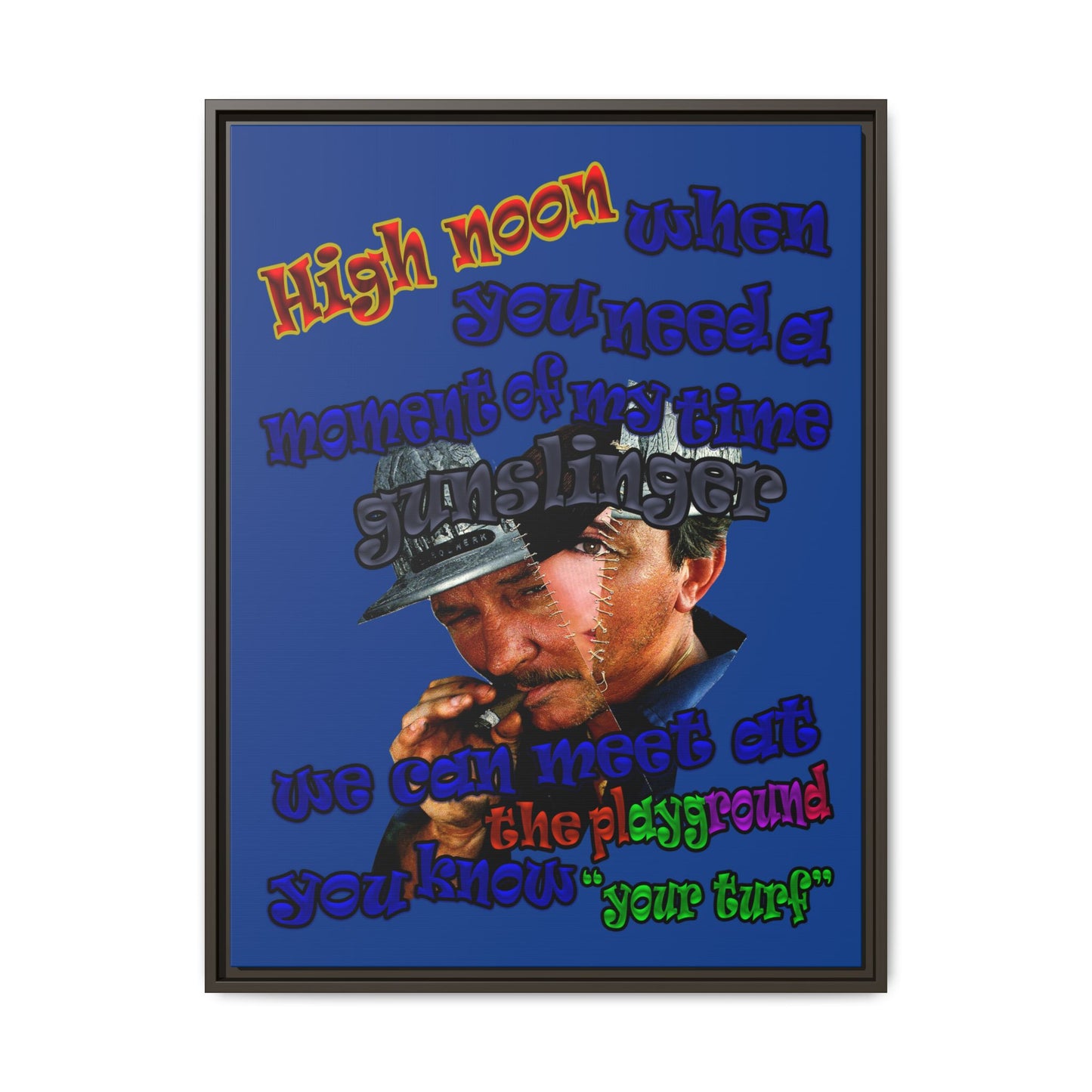 high noon - framed canvas art (dark blue)
