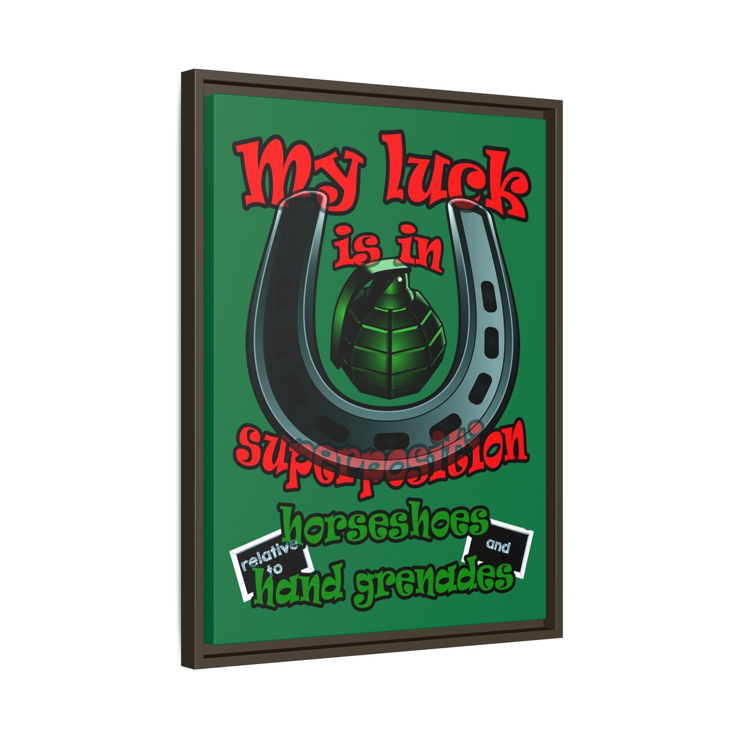 my luck - framed canvas art (dark green)