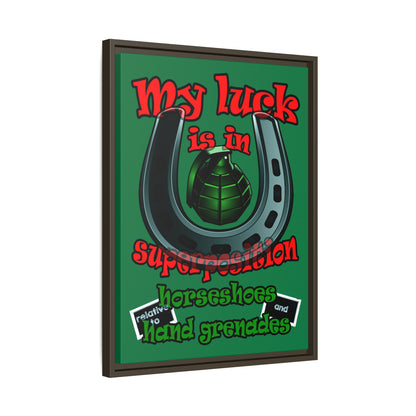 my luck - framed canvas art (dark green)