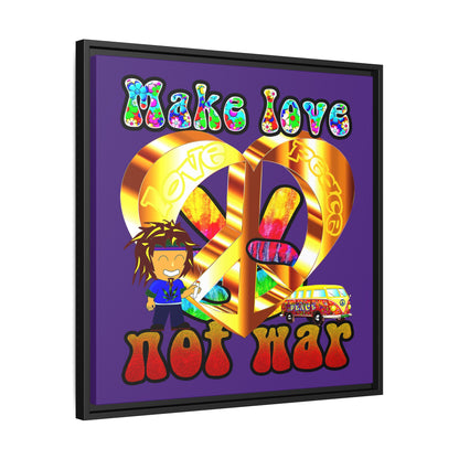love peace - framed canvas art (purple)