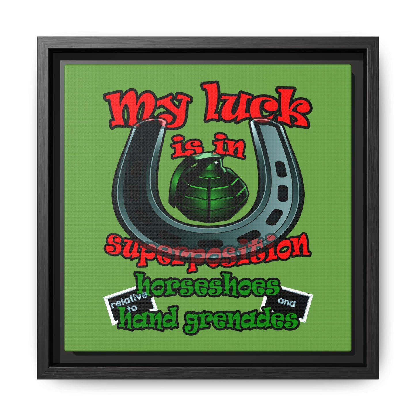 my luck - framed canvas art (green)