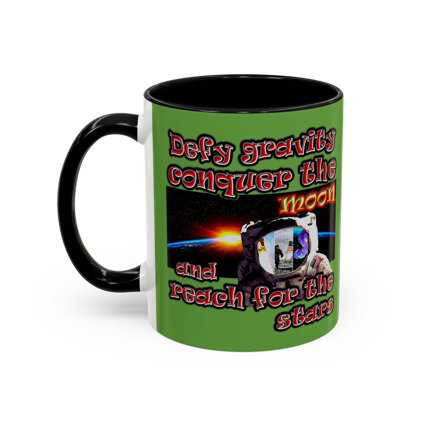 defy conquer reach - Accent Mug (green)