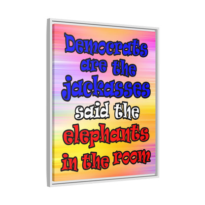 donkeys and elephants - framed canvas art (color blur)