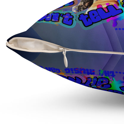 drop the beat - Spun Polyester Square Pillow - (grey-pink wave)