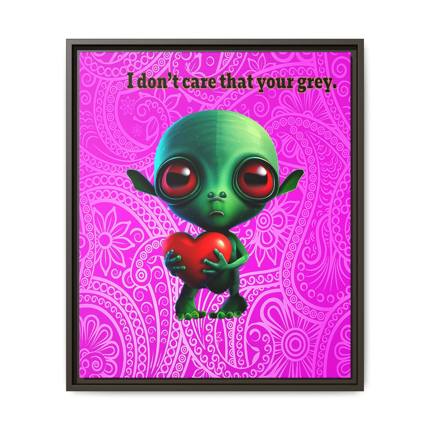 I don't care that your grey - framed canvas art (pink swirl)