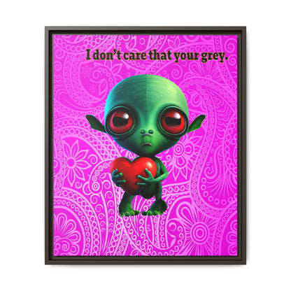 I don't care that your grey - framed canvas art (pink swirl)