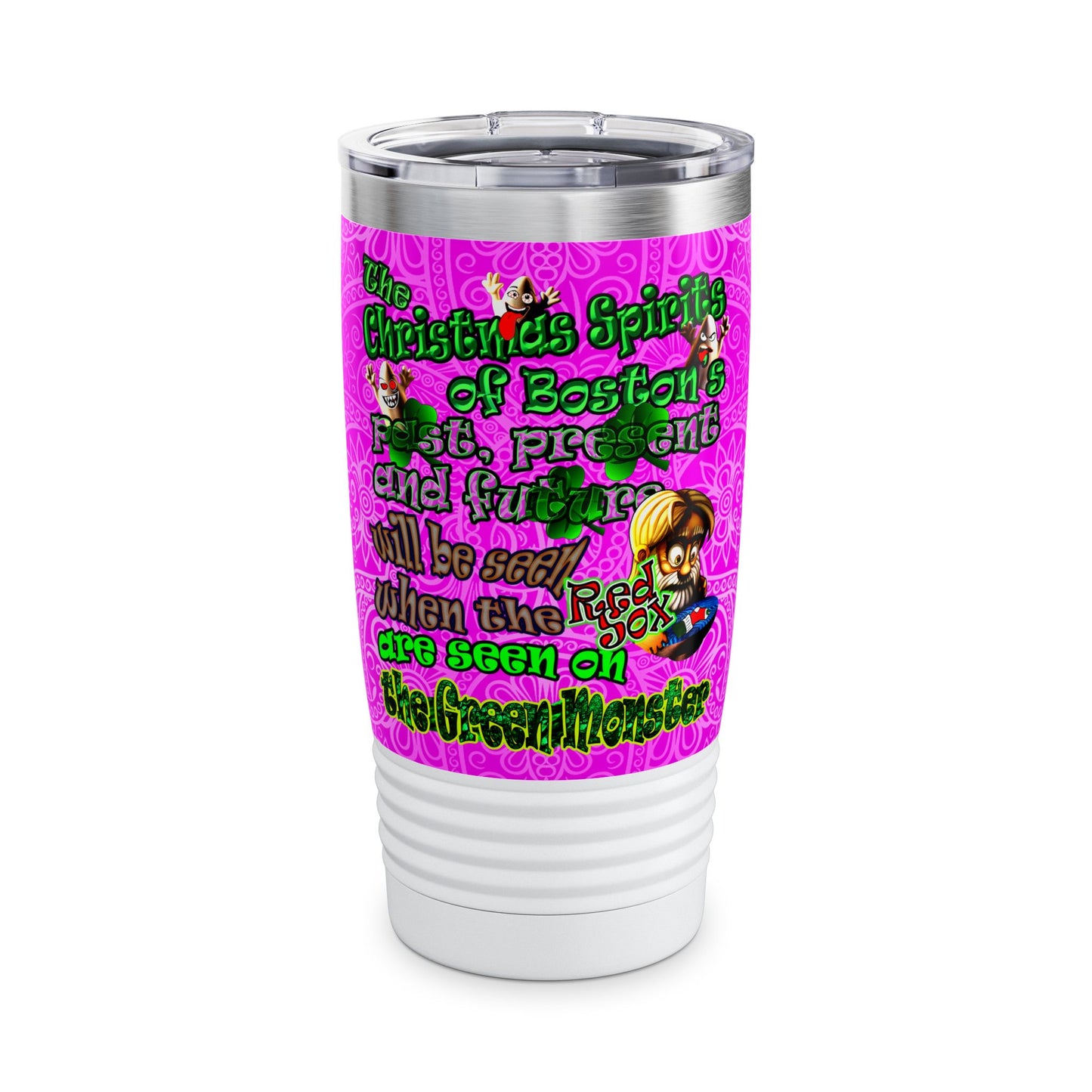 christmas spirits of boston - Ringneck Tumbler, 20oz (pink swirl)