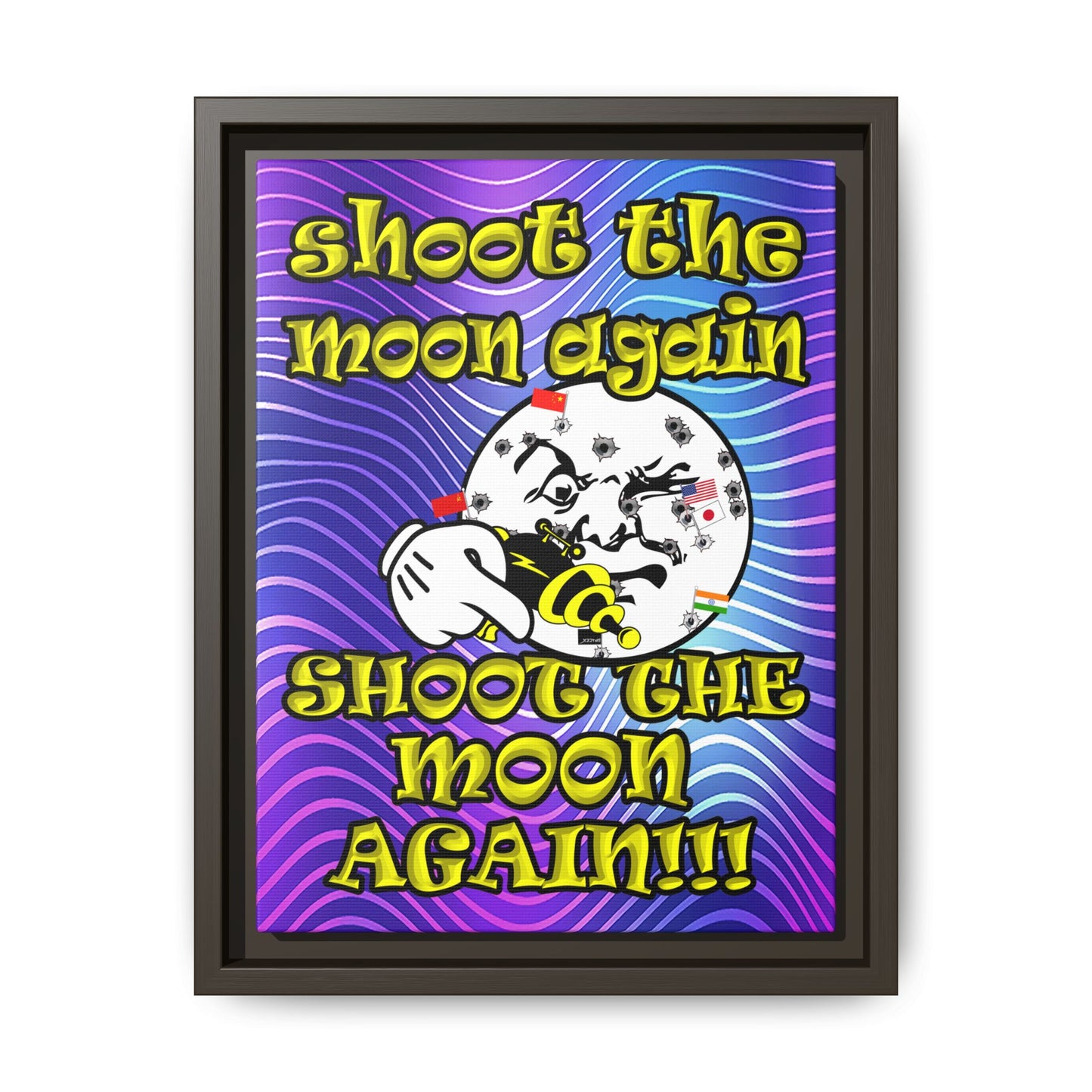 shoot the moon again - framed canvas art (purple wave)