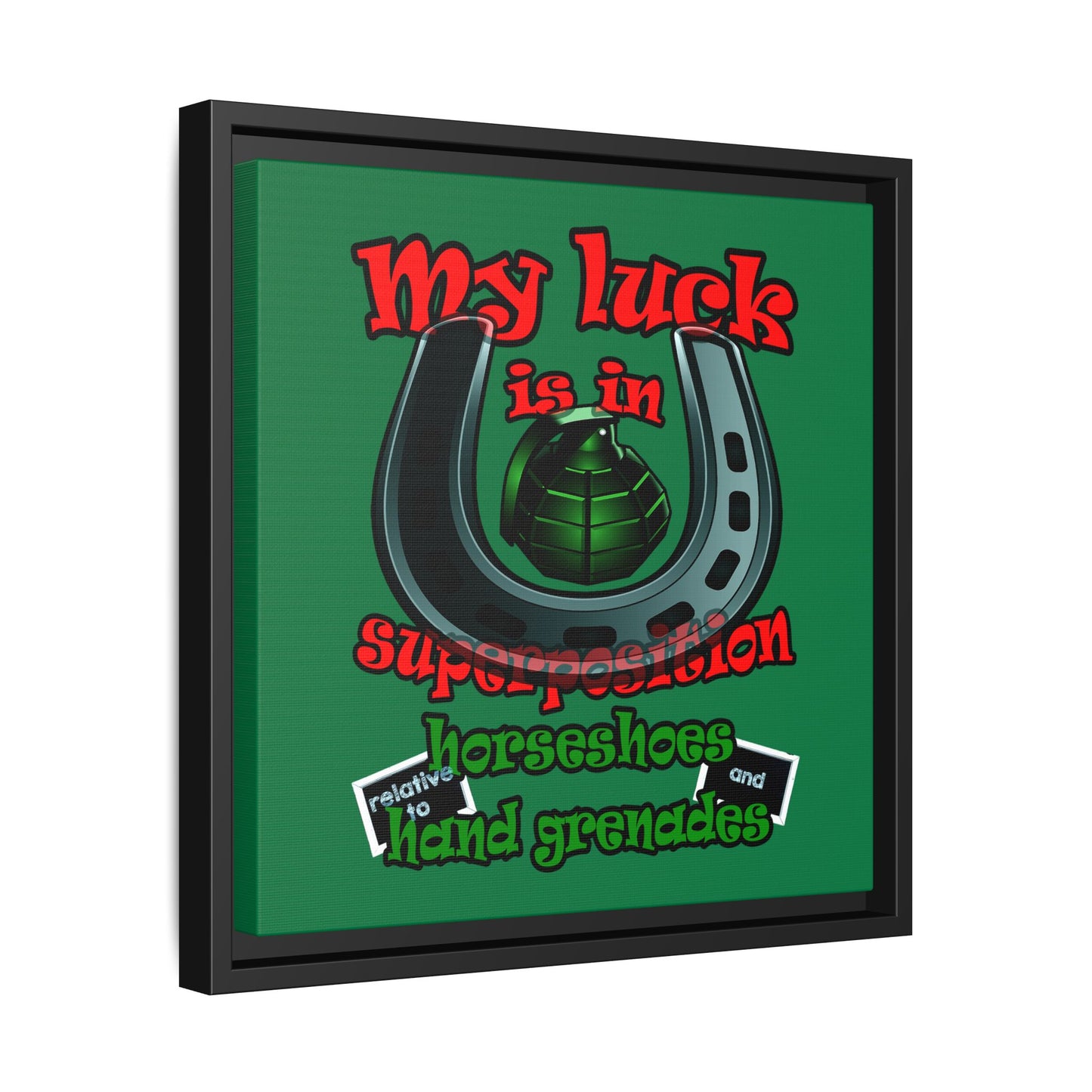 my luck - framed canvas art (dark green)