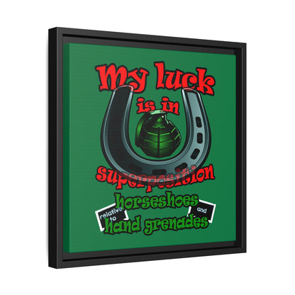 my luck - framed canvas art (dark green)