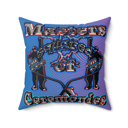 em cee squared - Faux Suede Square Pillow - (light blue-purple wave)