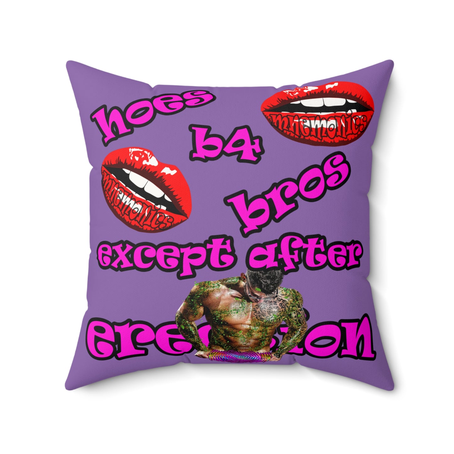 hoes b4 bros - Faux Suede Square Pillow - (light purple)