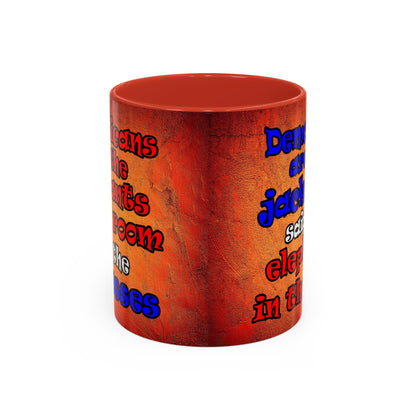 donkeys and elephants - Accent Mug (burnt orange)