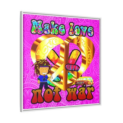love peace - framed canvas art (pink swirl)