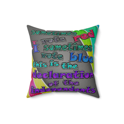declaration of the independents - Faux Suede Square Pillow - (rainbow split)