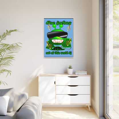 disc jockey - framed canvas art (light blue)