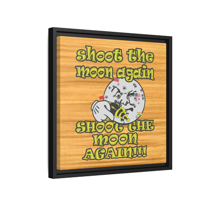shoot the moon again - framed canvas art (butterscotch wood finish)