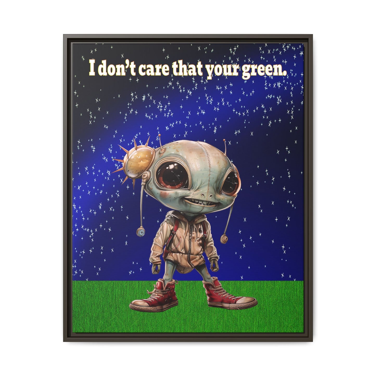 I don't care that your green - framed canvas art ('snoops' background)