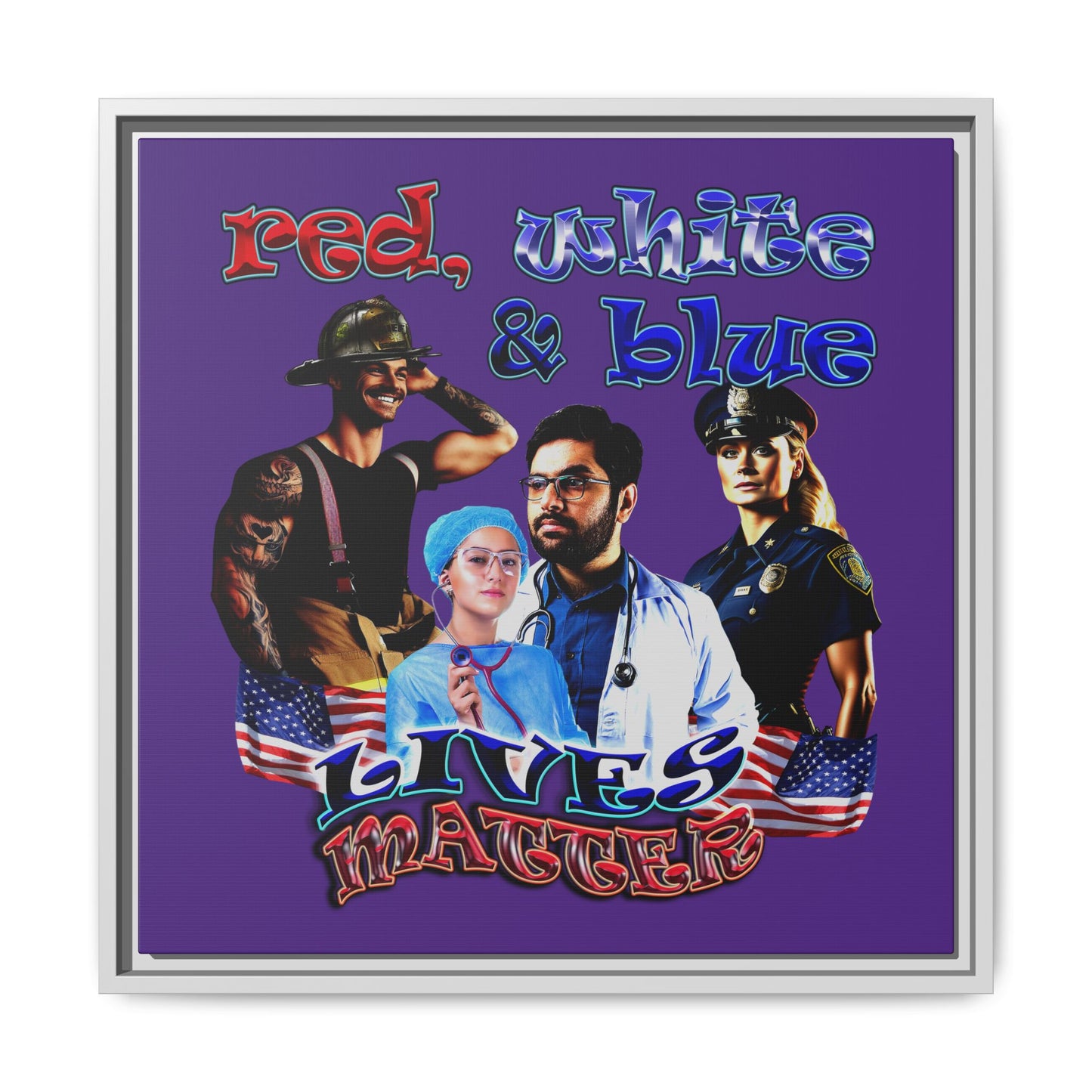 rw&b lives matter - framed canvas art (purple)