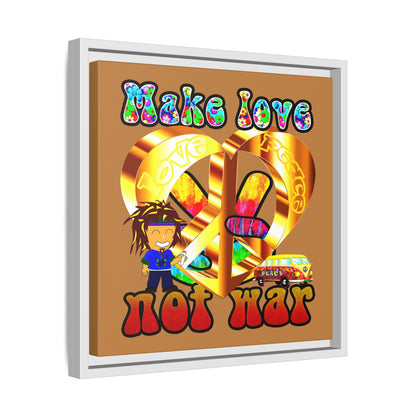 love peace - framed canvas art (light brown)