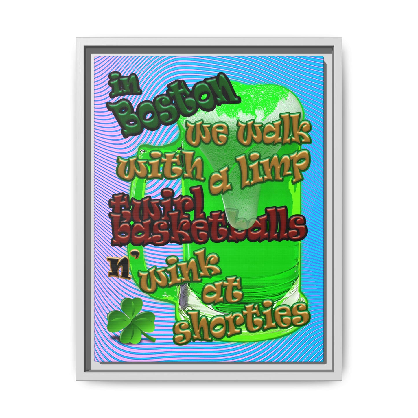 celtics logo - framed canvas art (light blue-purple wave)