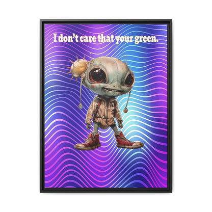 I don't care that your green - framed canvas art (purple wave)