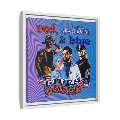 rw&b lives matter - framed canvas art (light blue-purple wave)