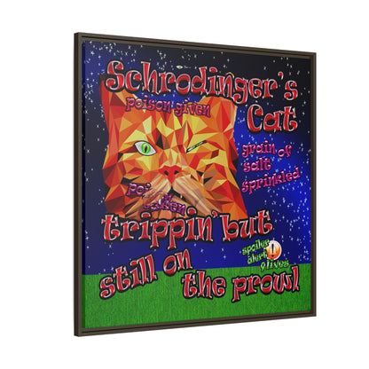 schrodinger's cat - framed canvas art ('snoops' background)