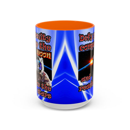 defy conquer reach - Accent Mug (blue-white wave)