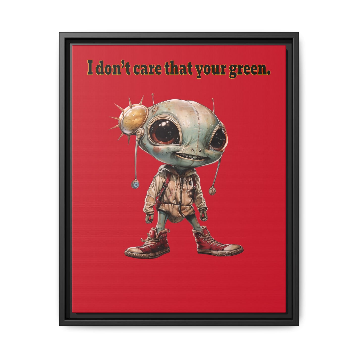 I don't care that your green - framed canvas art (dark red)