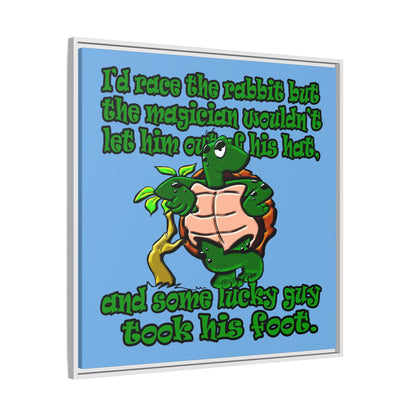 turtle race - framed canvas art (light blue)