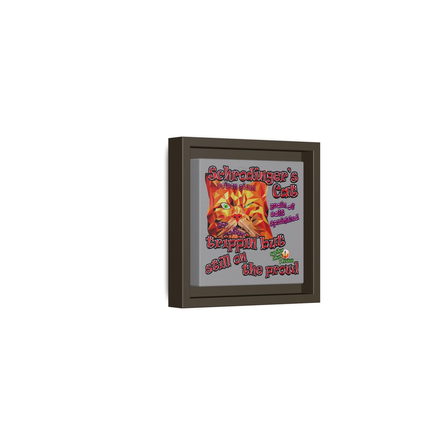 schrodinger's cat - framed canvas art (grey)