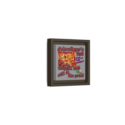 schrodinger's cat - framed canvas art (grey)