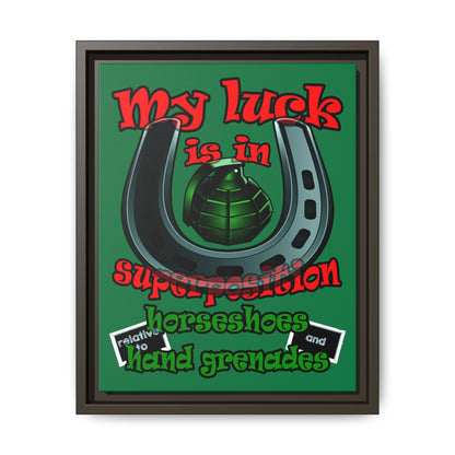 my luck - framed canvas art (dark green)