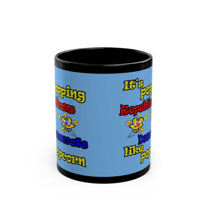popping like popcorn - Black Mug (light blue)