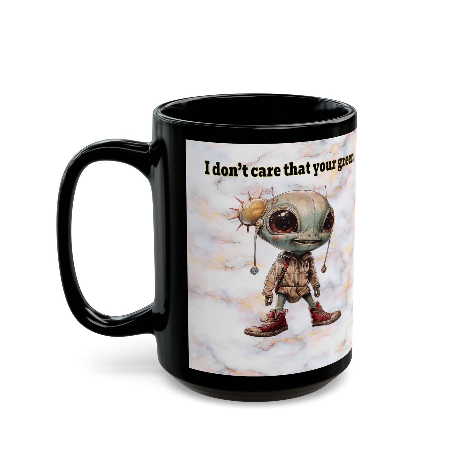 I don't care that your grey - Black Mug (white marble)