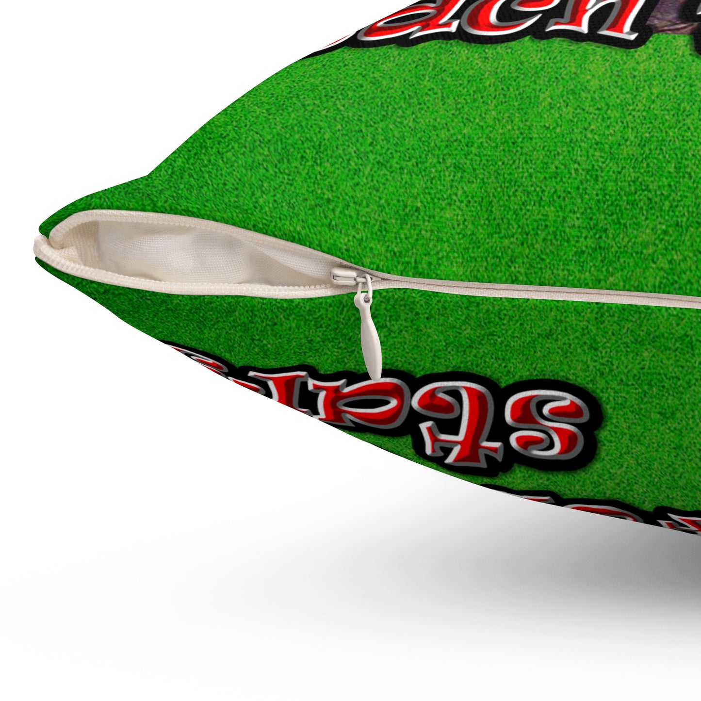 defy conquer reach - Spun Polyester Square Pillow - (green turf)