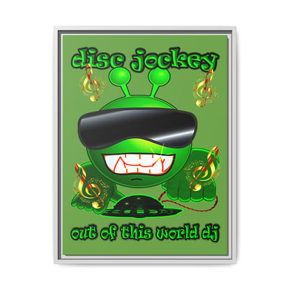 disc jockey - framed canvas art (green)