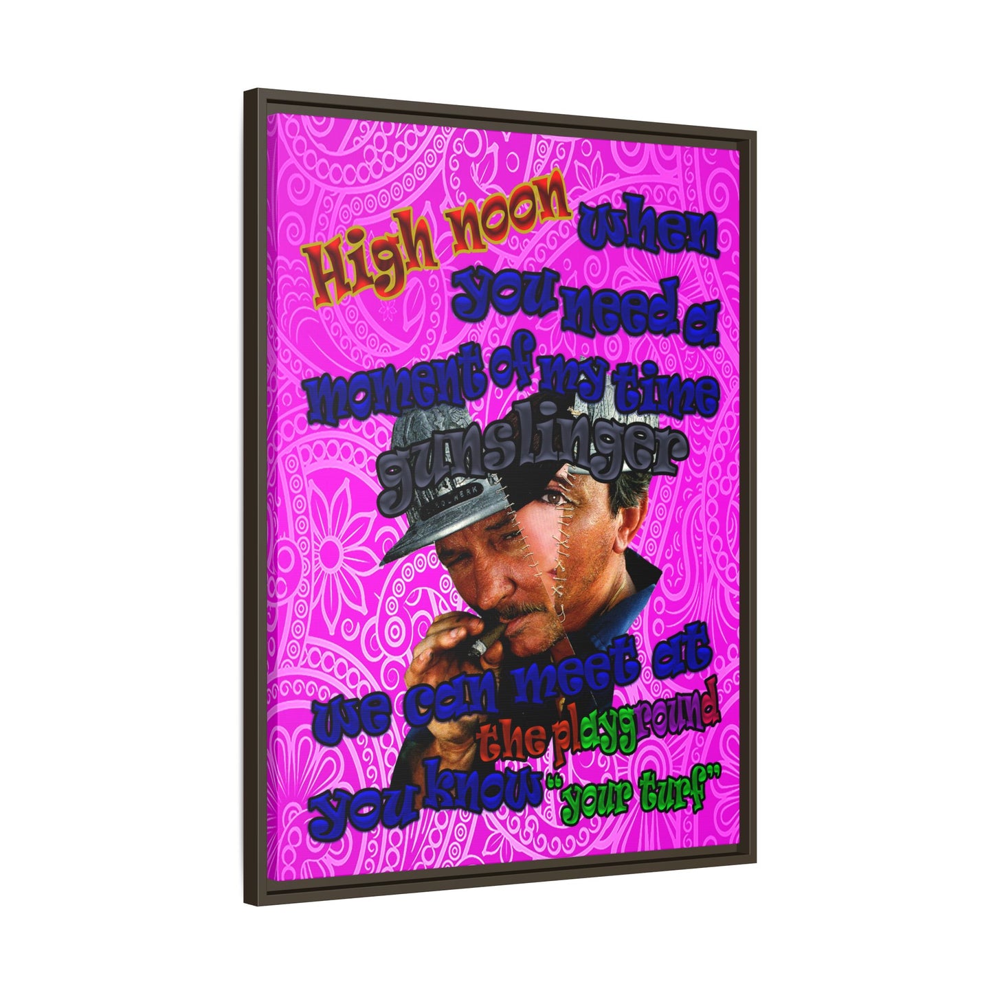 high noon - framed canvas art (pink swirl)