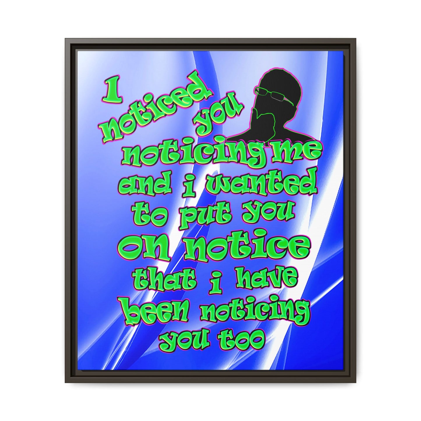 noticed you noticing - framed canvas art (blue-white wave)