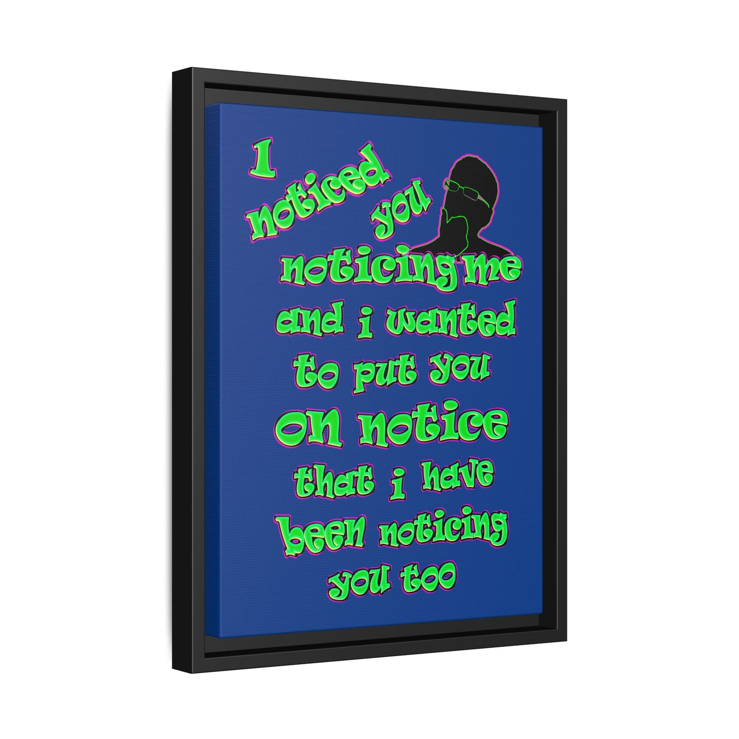 noticed you noticing - framed canvas art (dark blue)