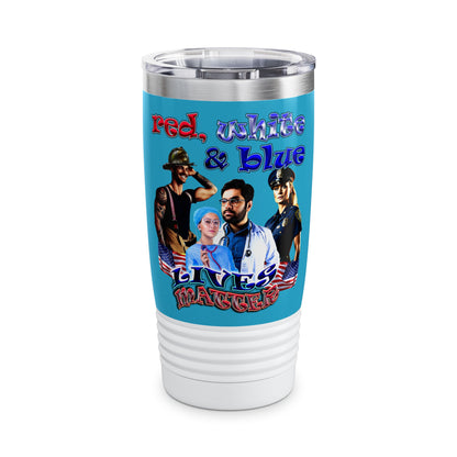 rw&b lives matter - Ringneck Tumbler, 20oz (turquoise)