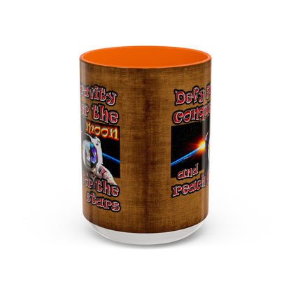defy conquer reach - Accent Mug (brown papyrus)