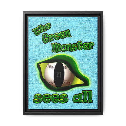 green monster - framed canvas art (faded blue)