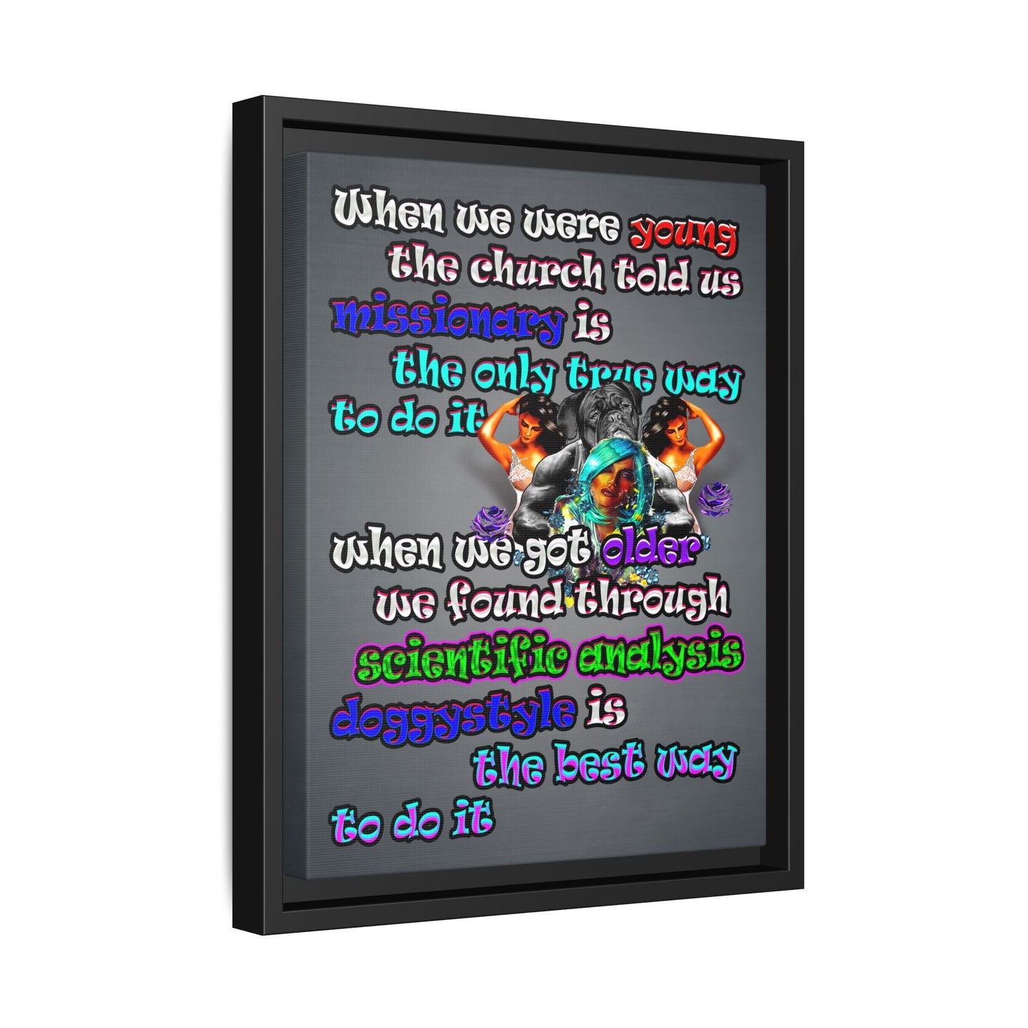 doggystyle - framed canvas art (grey-light grey)