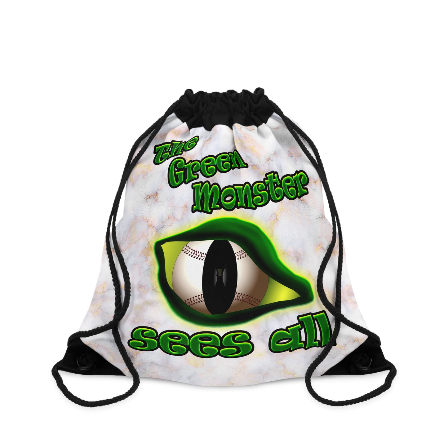 green monster - Drawstring Bag (white marble)