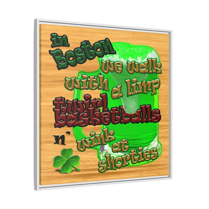 celtics logo - framed canvas art (butterscotch wood finish)