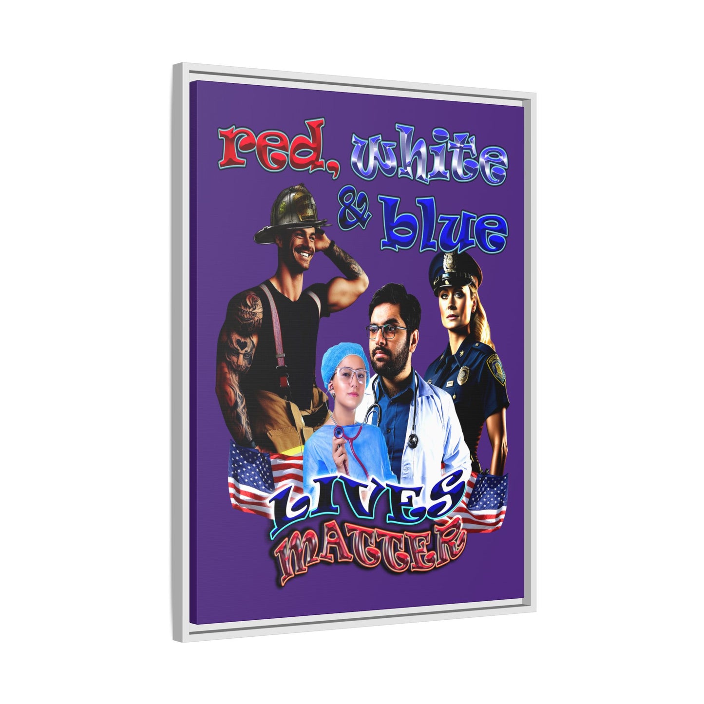 rw&b lives matter - framed canvas art (purple)