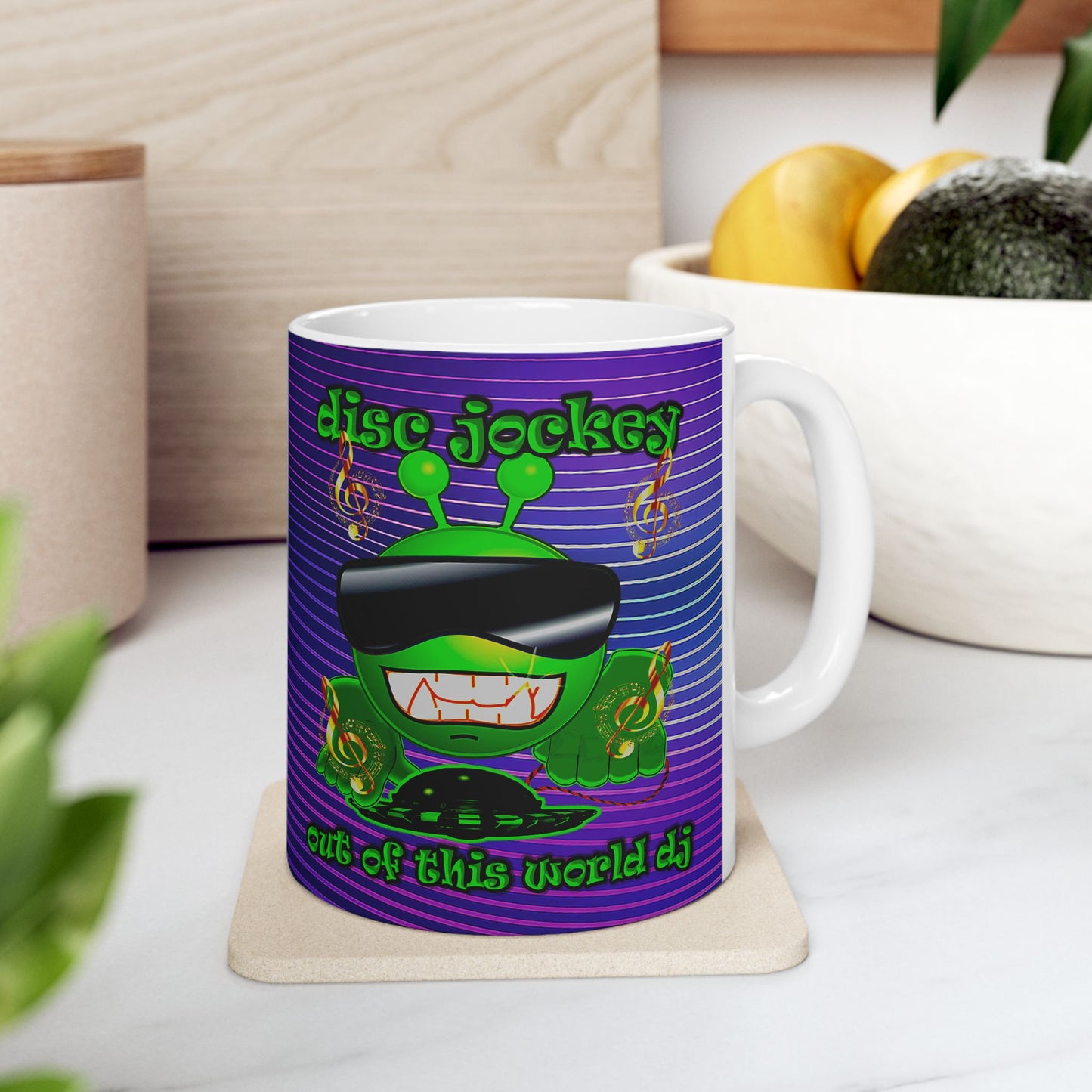 disc jockey - White Mug (purple wave)