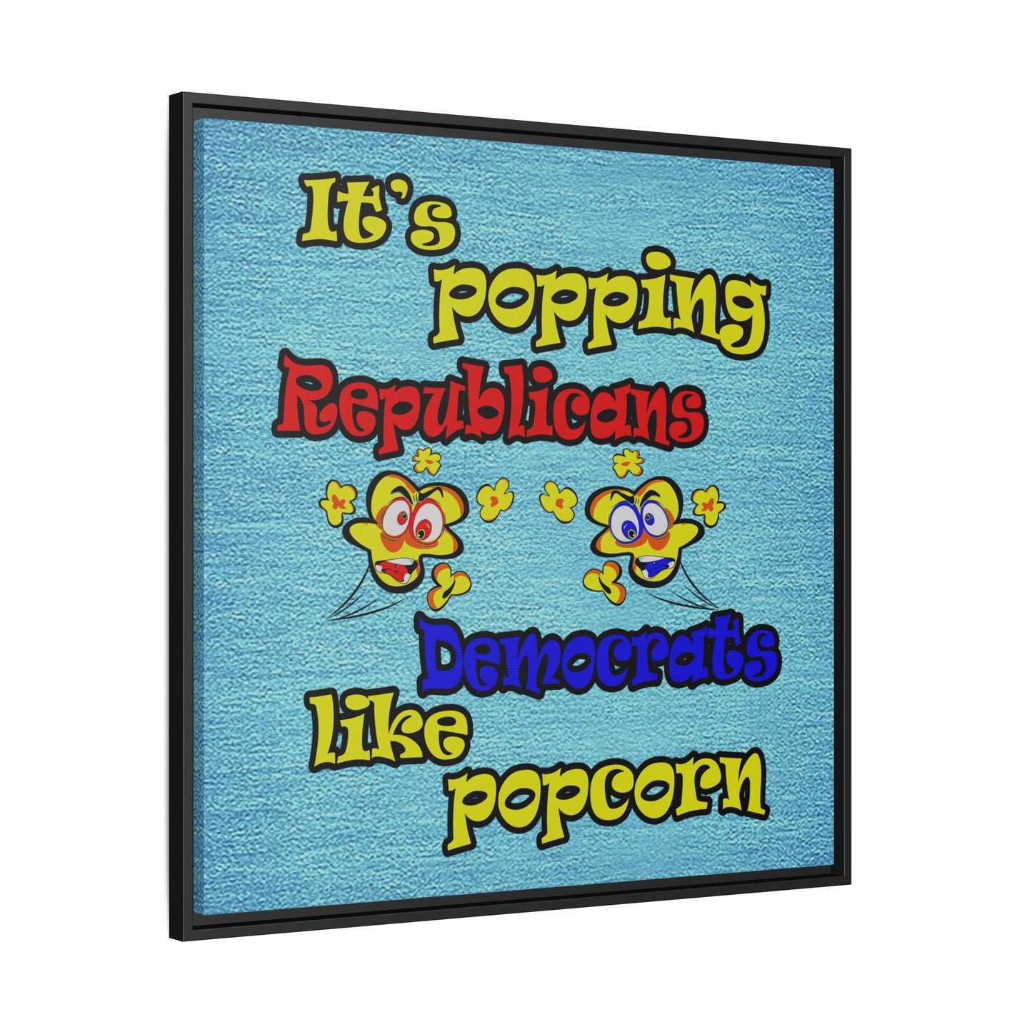 popping like popcorn - framed canvas art (faded dark blue)